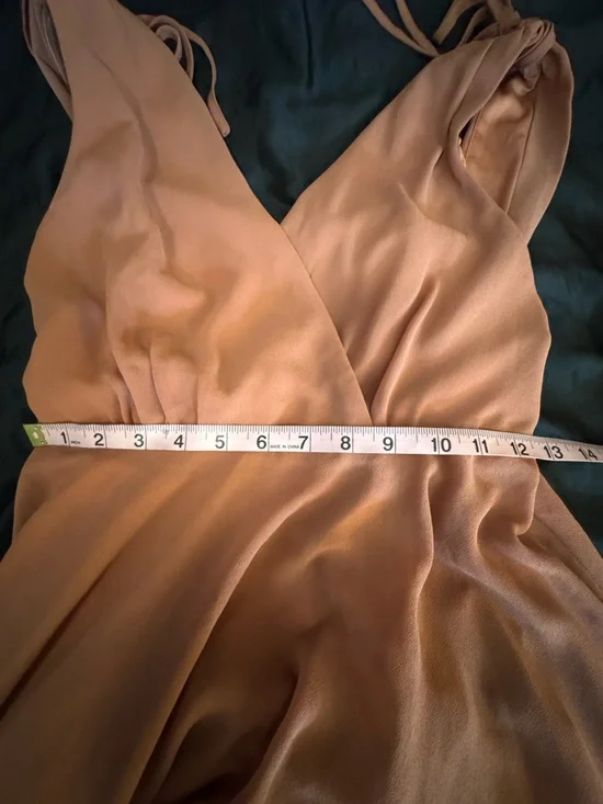 Lulu’s Dusty Rose Dance The Night Away Maxi Dress Formal Bridesmaid Deep V Gown - Picture 10 of 11